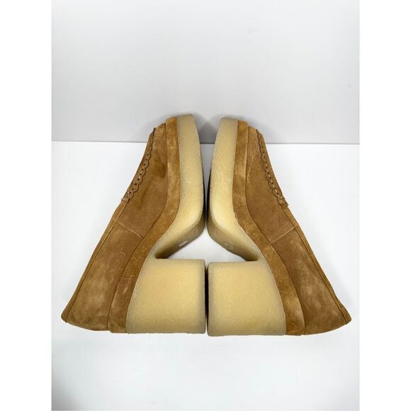 Marc Fisher Lina Platform Loafer 8.5 Suede Penny Light Brown Slip On Shoes - Picture 7 of 10